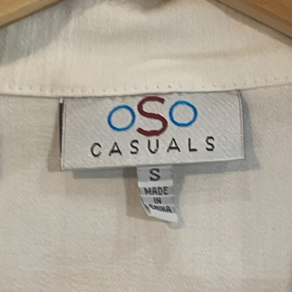 OSO Casuals Off White Denim Zip Front Jean Jacket Size Small - Picture 4 of 13